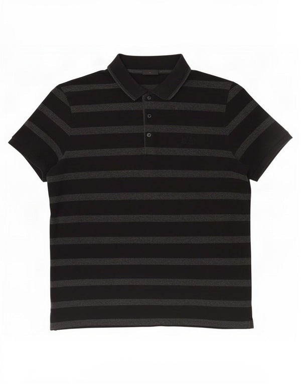 Hugo Boss Polo Regular Fit XL Coton rayé noir