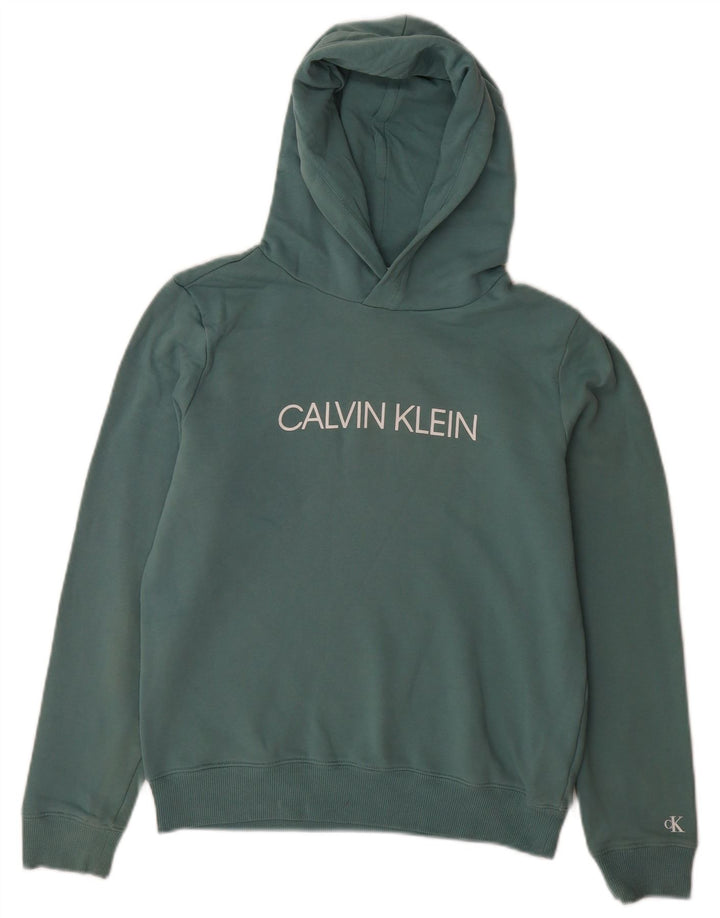 CALVIN KLEIN JEANS Pull à capuche graphique pour garçon 13-14 ans Vert Coton