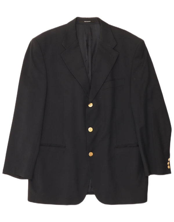 Yves Saint Laurent Veste blazer à 3 boutons pour homme UK 42 XL Bleu marine Laine vierge