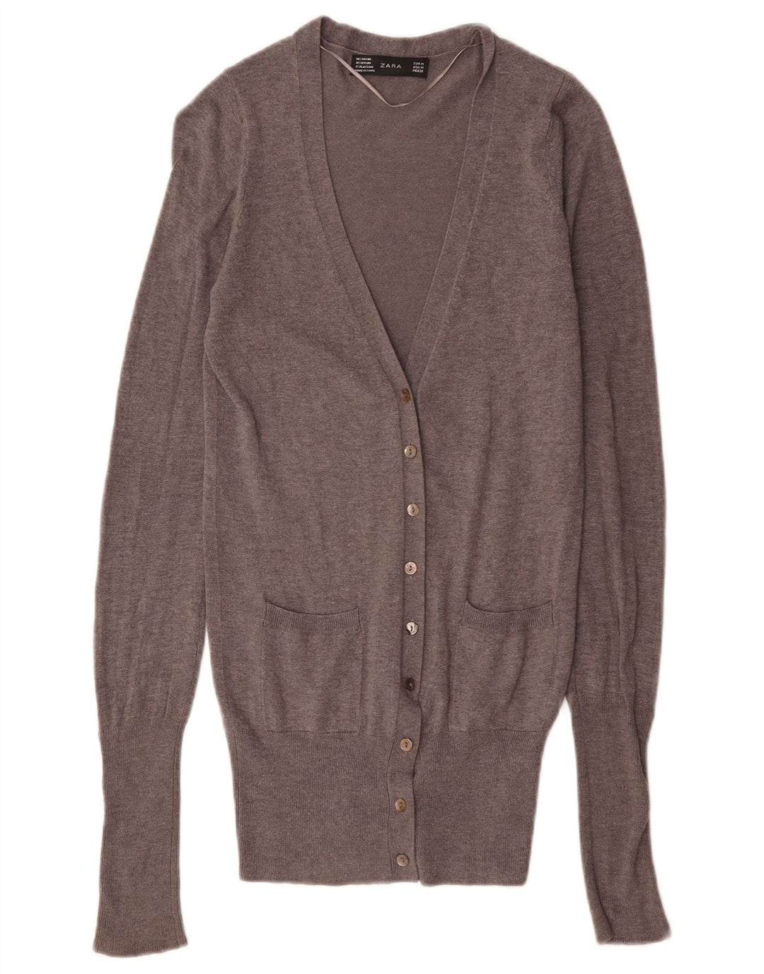 Zara Cardigan Femme Pull UK 12 Rayonne Gris Moyen
