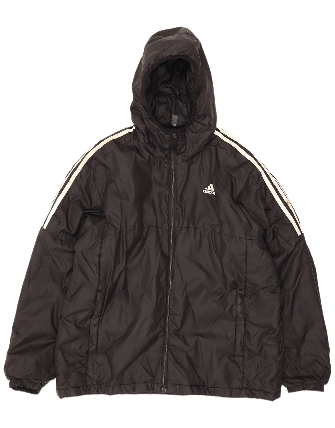 Adidas Veste rembourrée à capuche pour homme UK 42 XL Noir Polyester