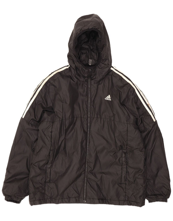Adidas Veste rembourrée à capuche pour homme UK 42 XL Noir Polyester