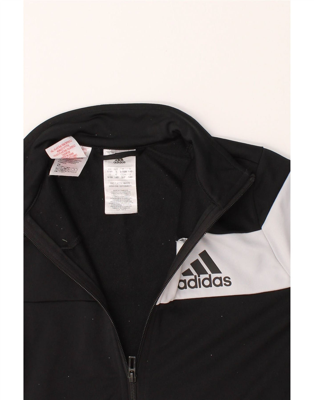 ADIDAS Boys Graphic Tracksuit Top Jacket 9-10 Years Black Colourblock Vintage Adidas and Second-Hand Adidas from Messina Hembry 