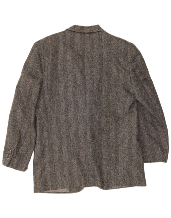 Valentino Veste Blazer 2 Boutons Homme IT 48 Laine Vierge Rayée Gris Moyen
