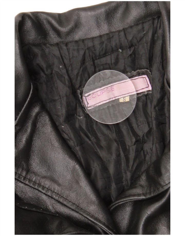 ECLIPSE Veste en cuir pour femme UK 10 Small Noir