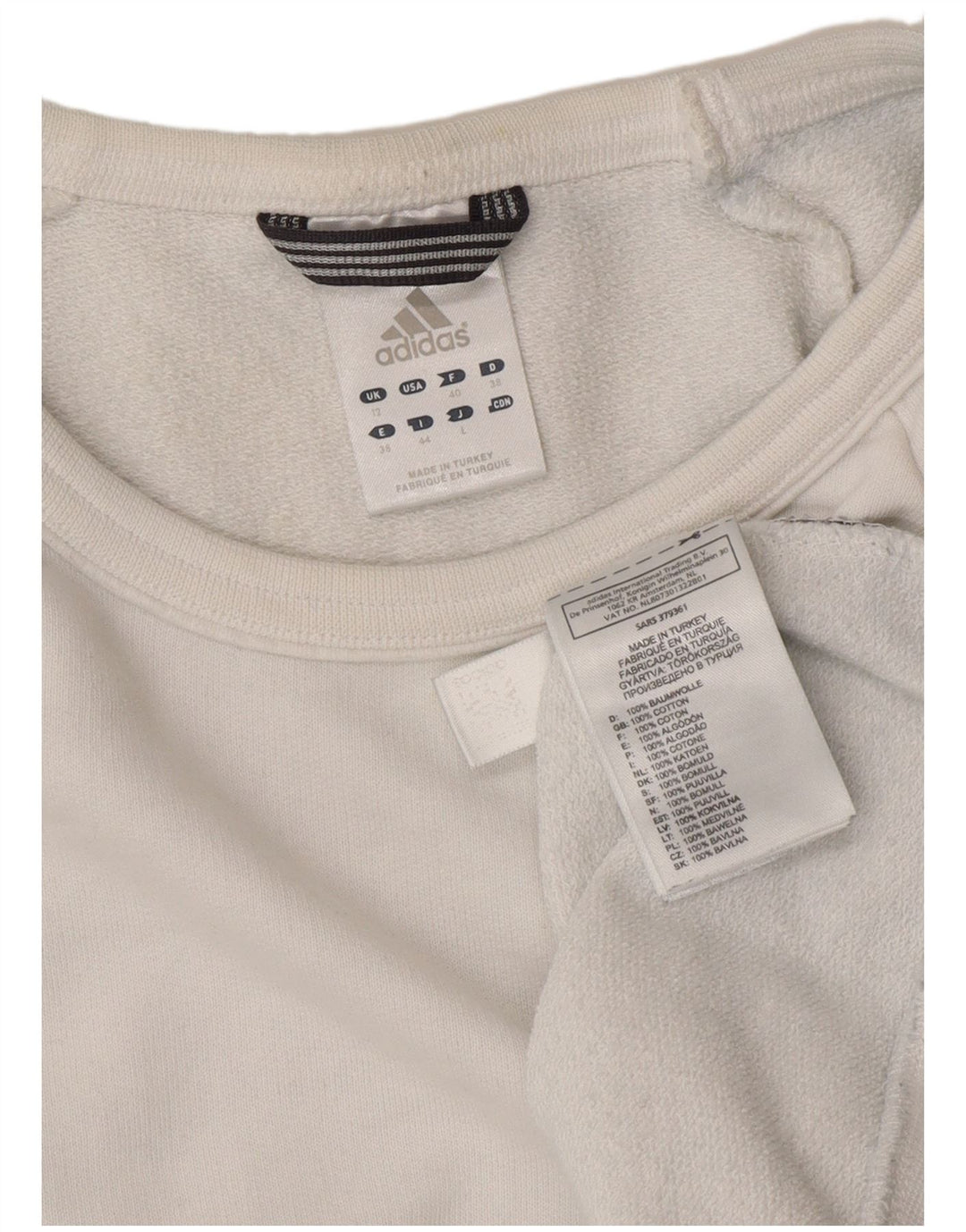 Adidas Sweat-shirt pour femme UK 12 en coton blanc moyen