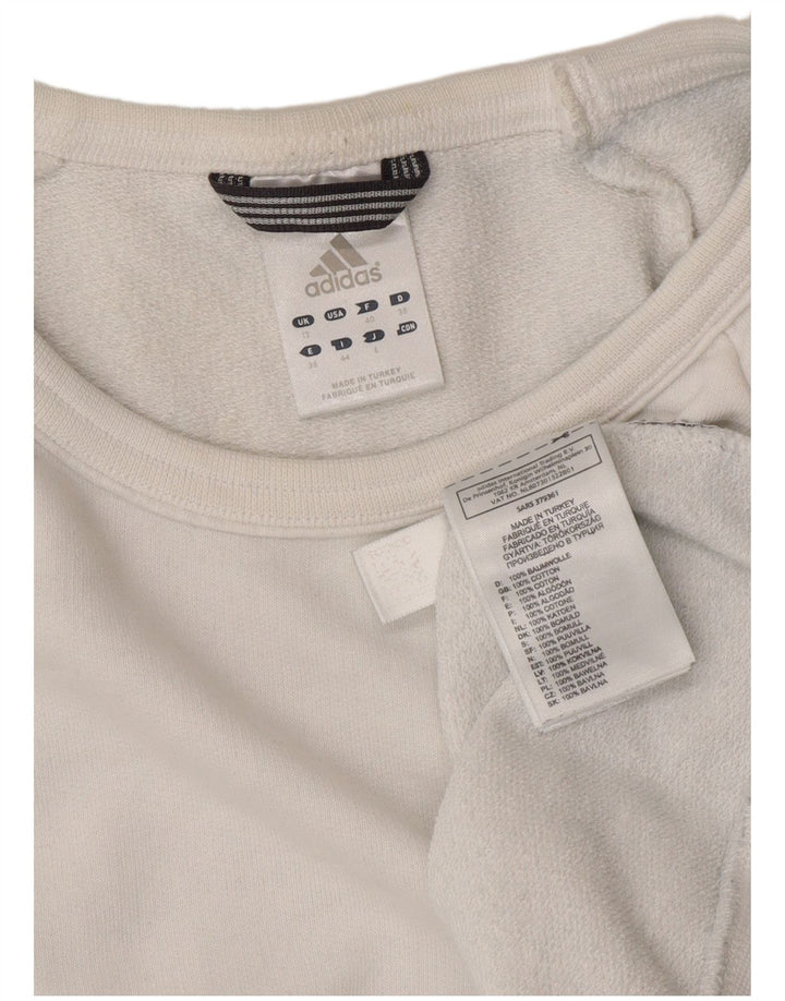 Adidas Sweat-shirt pour femme UK 12 en coton blanc moyen