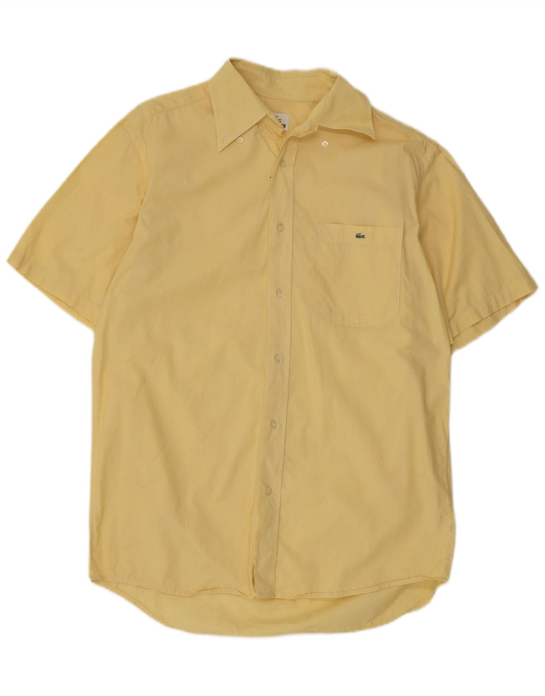 Lacoste Chemise à manches courtes pour hommes Taille 40 Coton jaune moyen