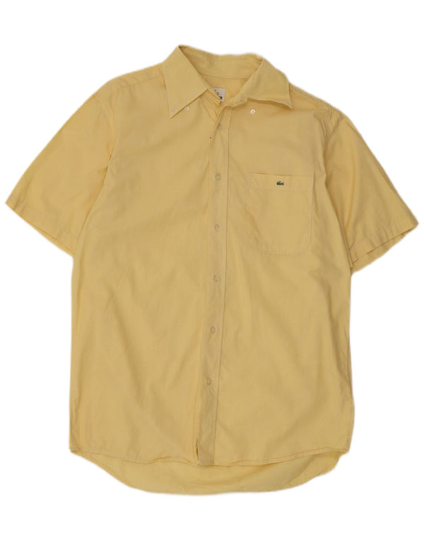 Lacoste Chemise à manches courtes pour hommes Taille 40 Coton jaune moyen