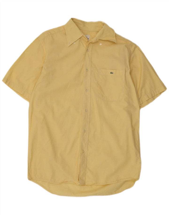 Lacoste Chemise à manches courtes pour hommes Taille 40 Coton jaune moyen