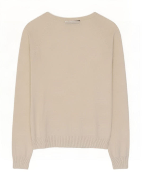 Zara Femme Cardigan Pull UK 12 Moyen Blanc Coton