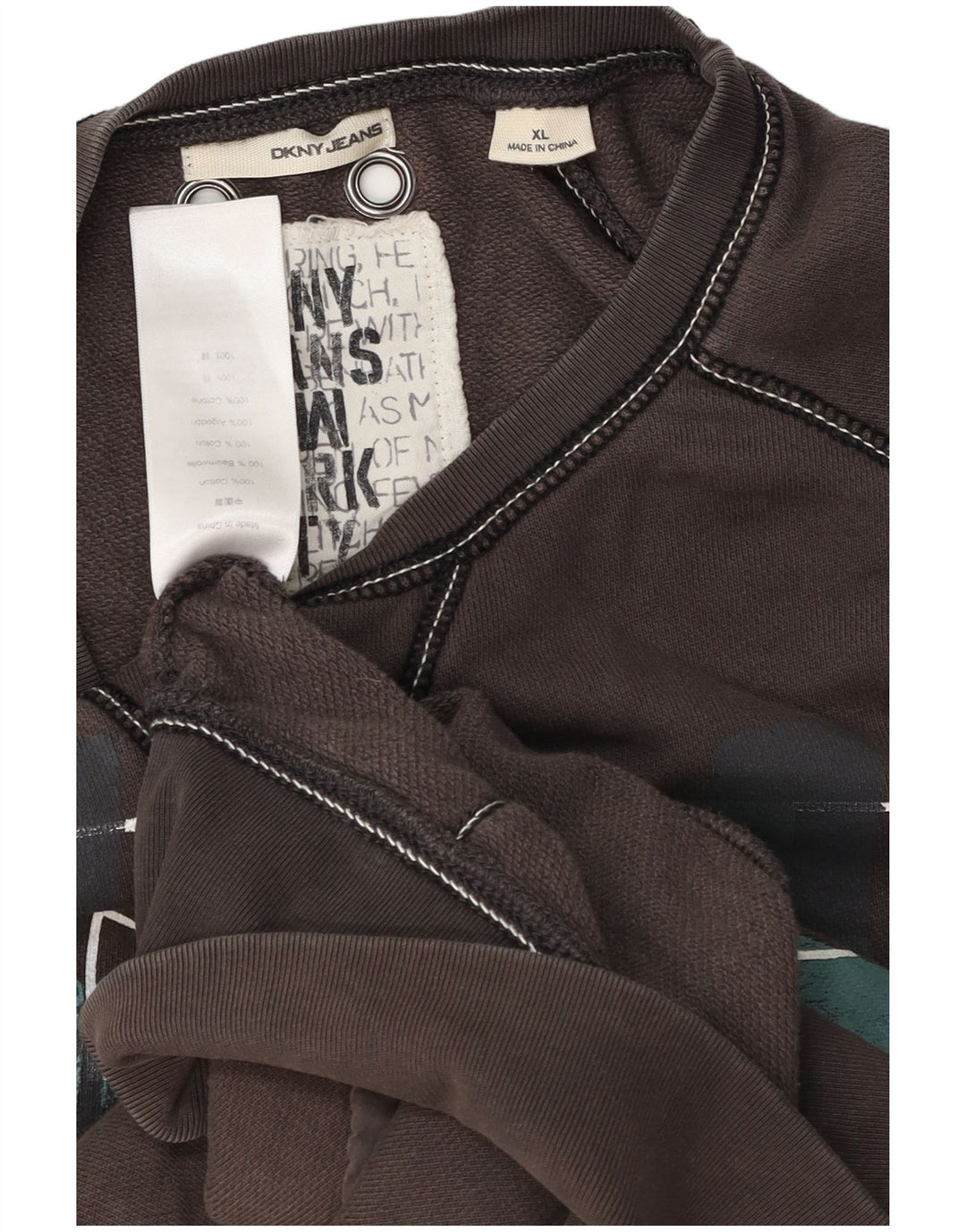 Dkny Pull graphique pour homme XL en coton gris