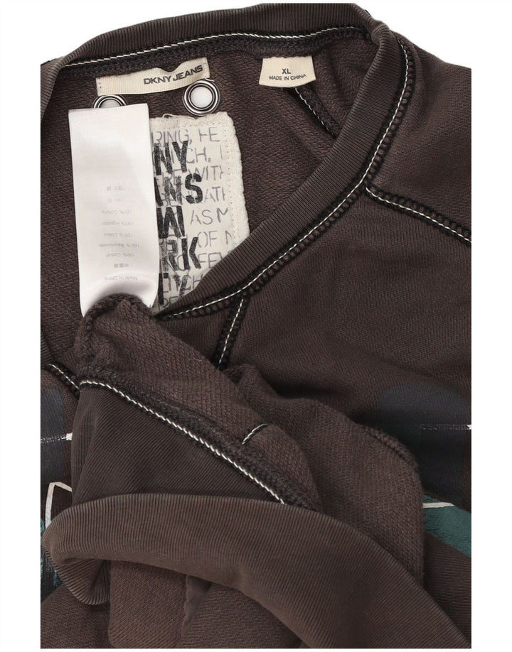 Dkny Pull graphique pour homme XL en coton gris