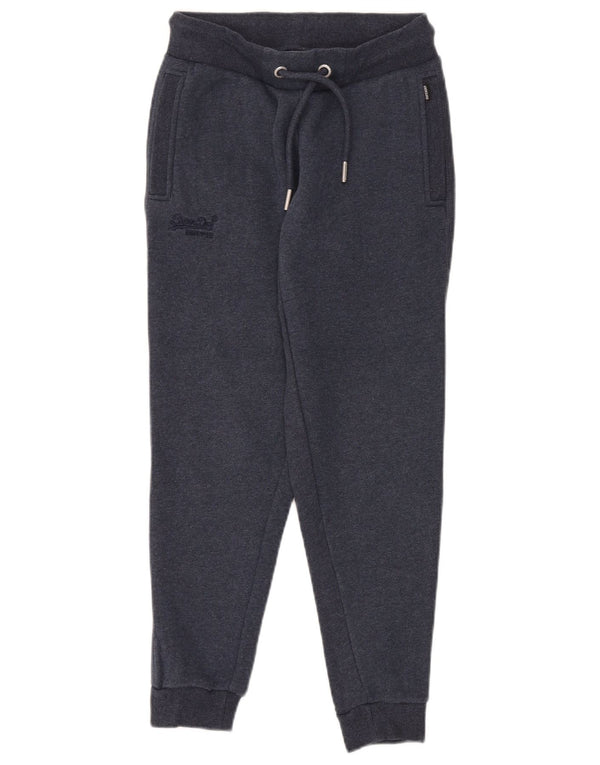 Superdry Femme Pantalon De Survêtement Joggers UK 8 Small Bleu Marine Coton