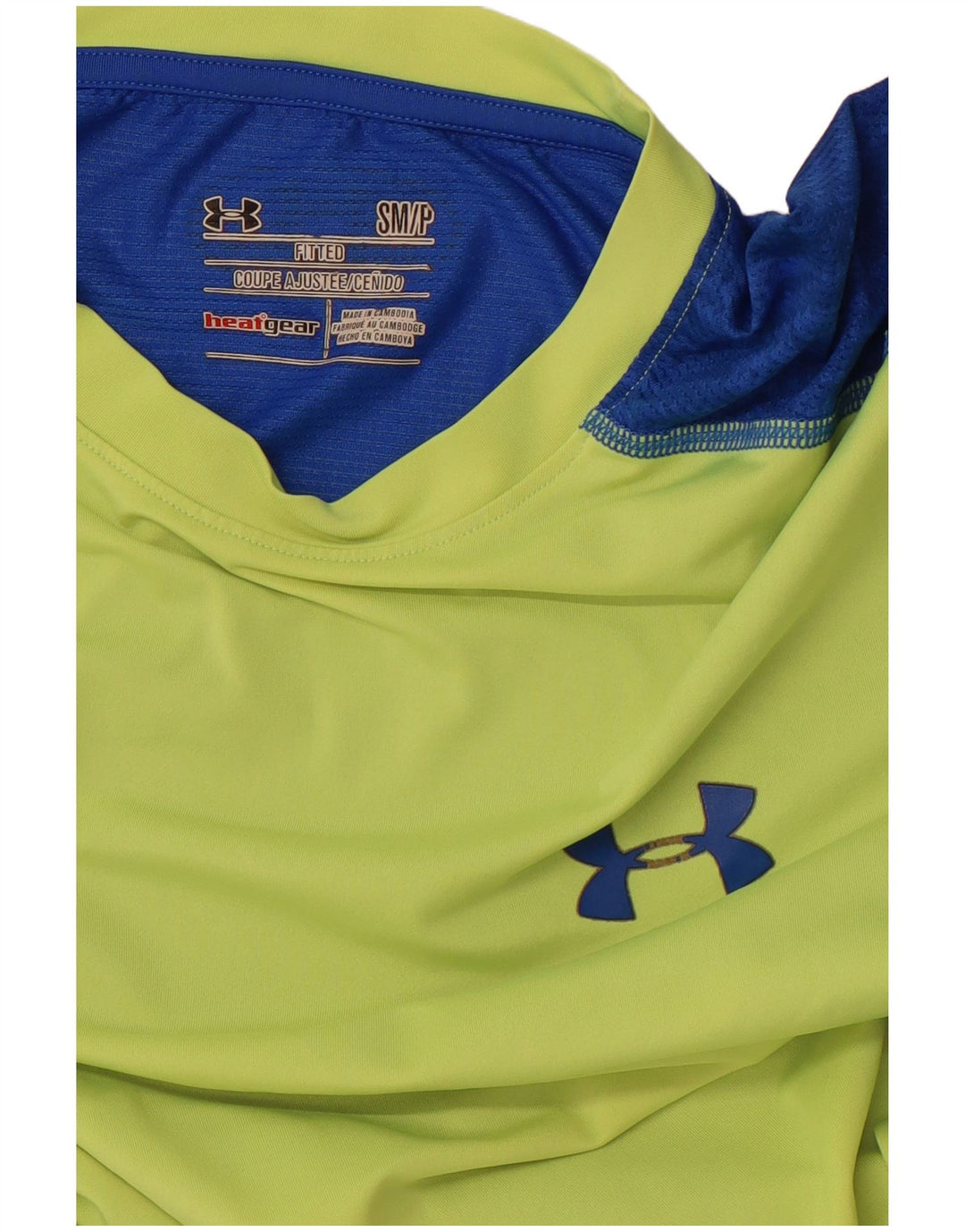UNDER ARMOUR T-Shirt Heat Gear Homme Petit Vert Colorblock