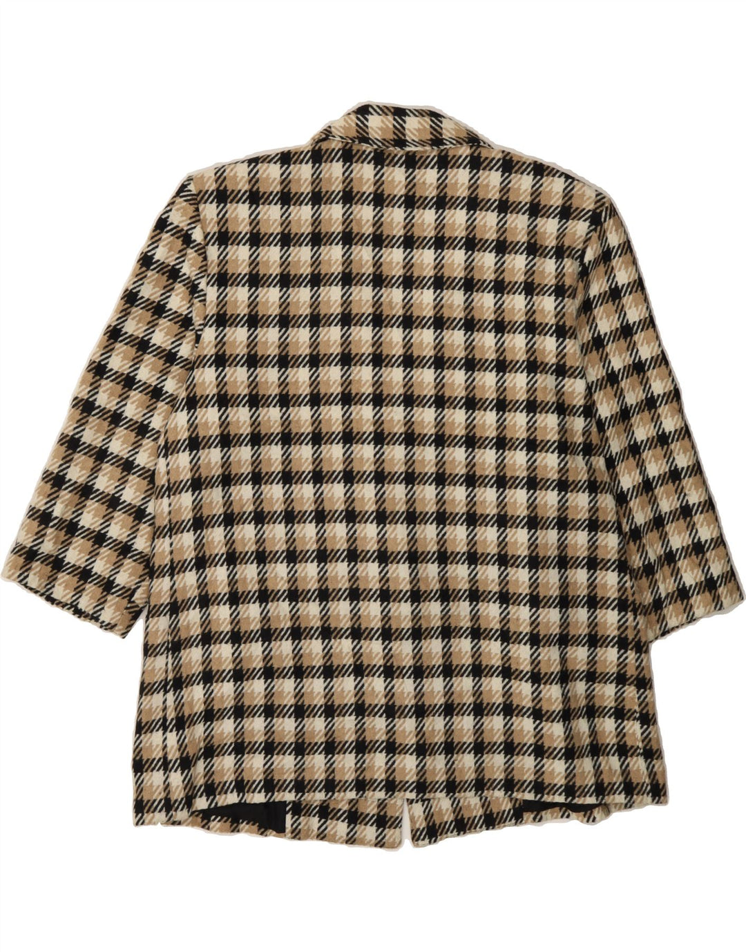 VINTAGE Womens 3/4 Sleeve 1 Button Blazer Jacket UK 16 Large Beige Check Vintage Vintage and Second-Hand Vintage from Messina Hembry 