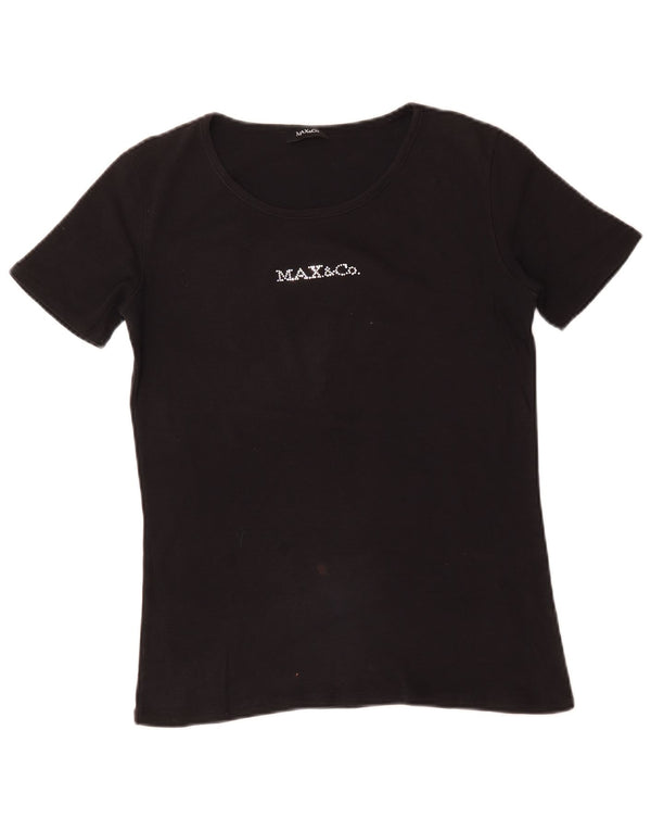 Max & Co. T-shirt graphique pour femme UK 14 Large Noir