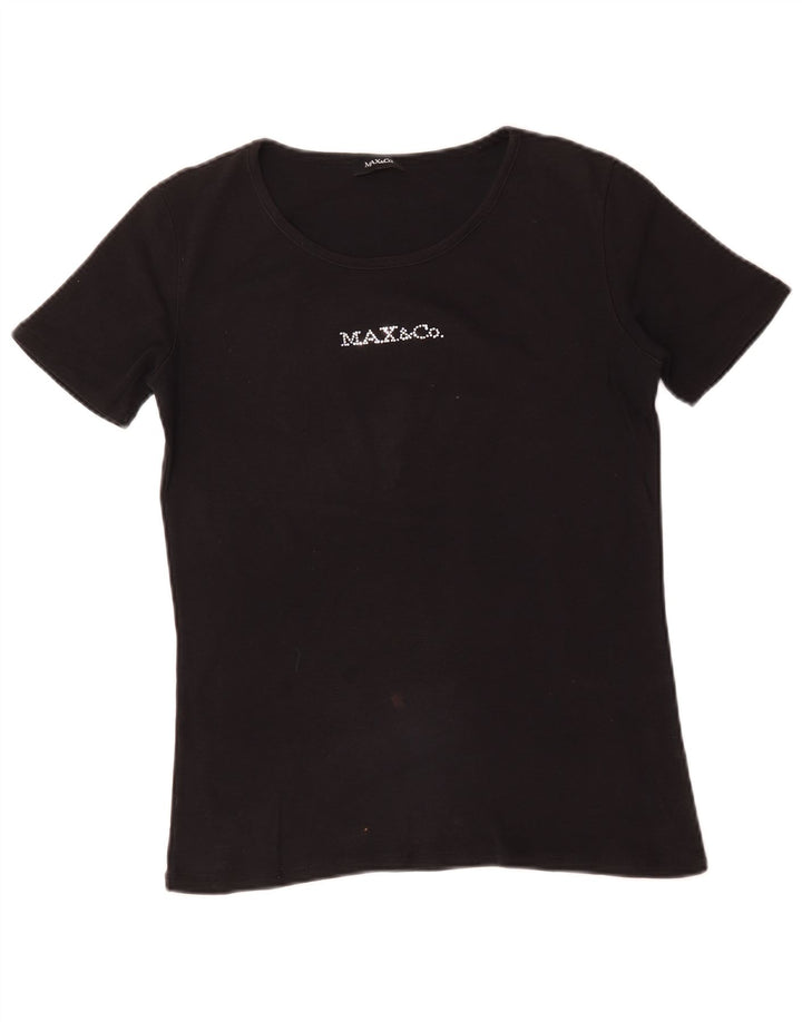 Max & Co. T-shirt graphique pour femme UK 14 Large Noir