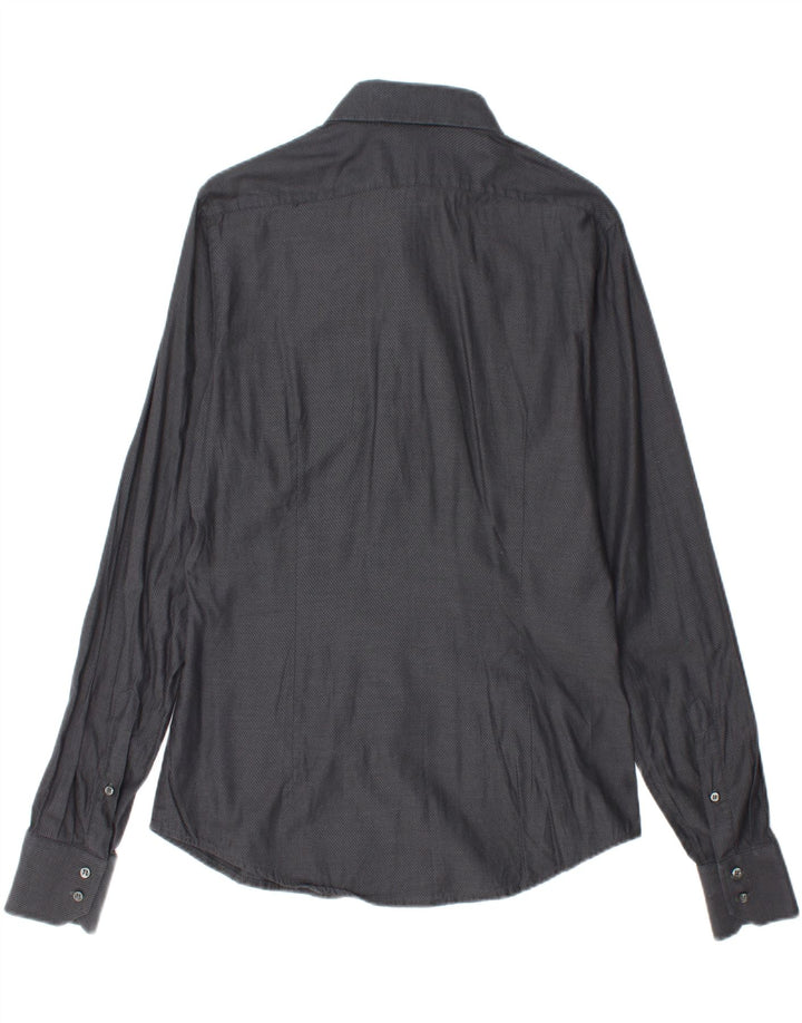 BENETTON Chemise Homme Large Gris Moucheté Coton