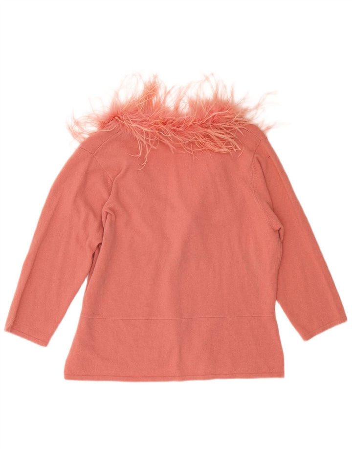 Monsoon Cardigan à manches 3/4 pour femme UK 18 XL en laine rose