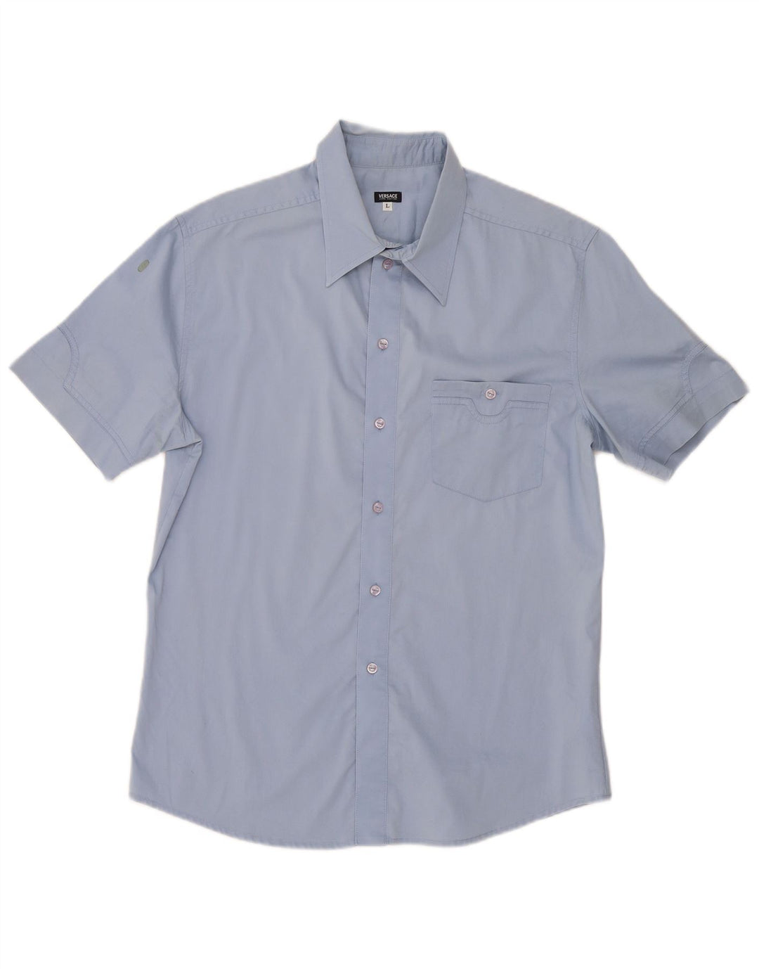Versace Chemise à manches courtes pour hommes Grand coton bleu