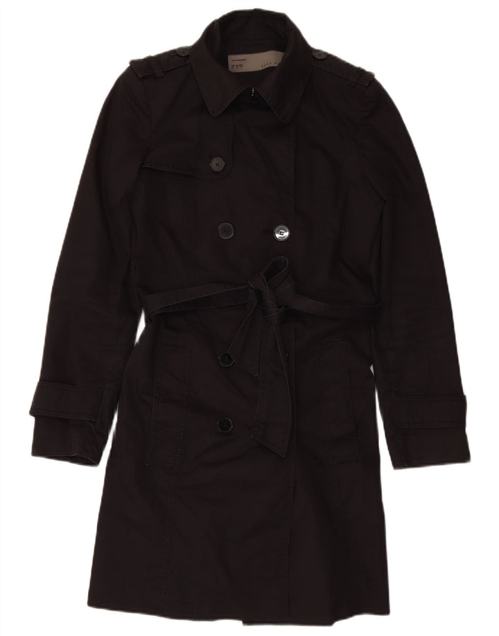 ZARA Femme Trench Coat UK 6 XS Coton Noir