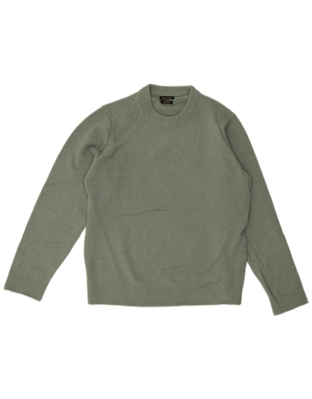 Massimo Dutti Pull à col rond pour homme en laine verte