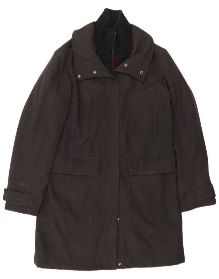 TOMMY HILFIGER Manteau coupe-vent pour femme UK 16 Large Noir Polyester