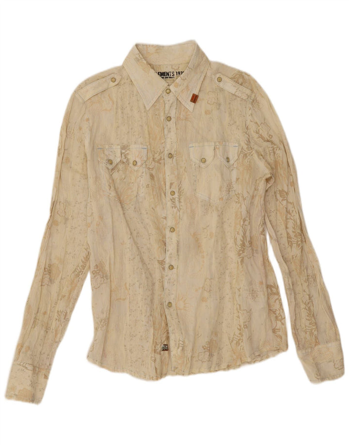 Zu Elements Chemise western pour homme Large Beige Floral