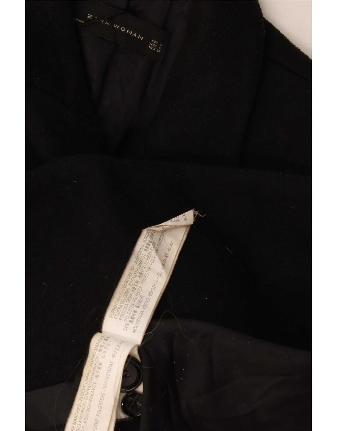 Zara Manteau croisé pour femme UK 10 Petit Noir Polyester