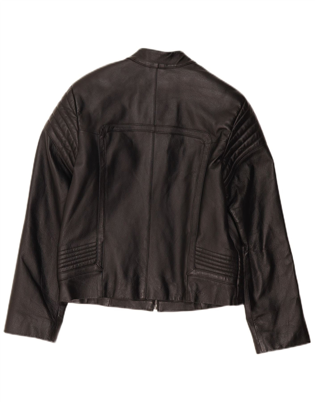 VINTAGE Veste en cuir motard femme UK 8 Petit cuir noir