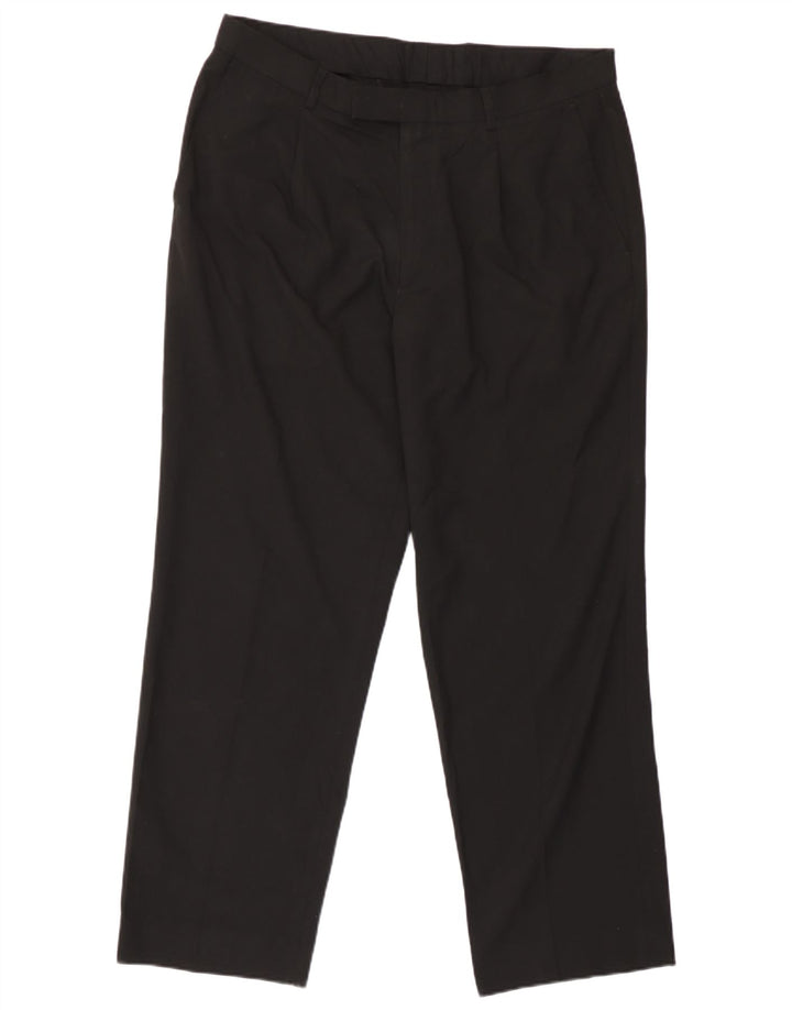 Marks & Spencer Pantalon de Costume Droit Homme W36 L29 Noir Polyester