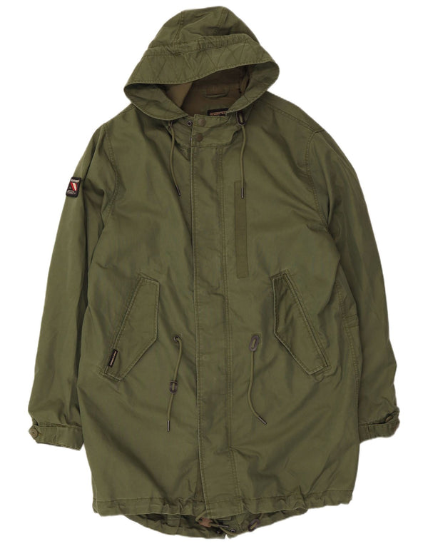 Superdry Parka à capuche pour homme UK 44 2XL Kaki Coton
