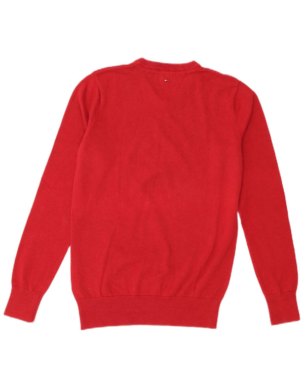 Tommy Hilfiger Boys V-Neck Jumper Sweater 15-16 Years Red Cotton