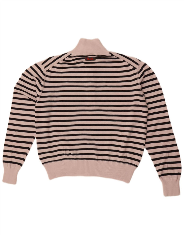 Slam Pull col zippé pour femme UK 14 en coton rayé blanc moyen