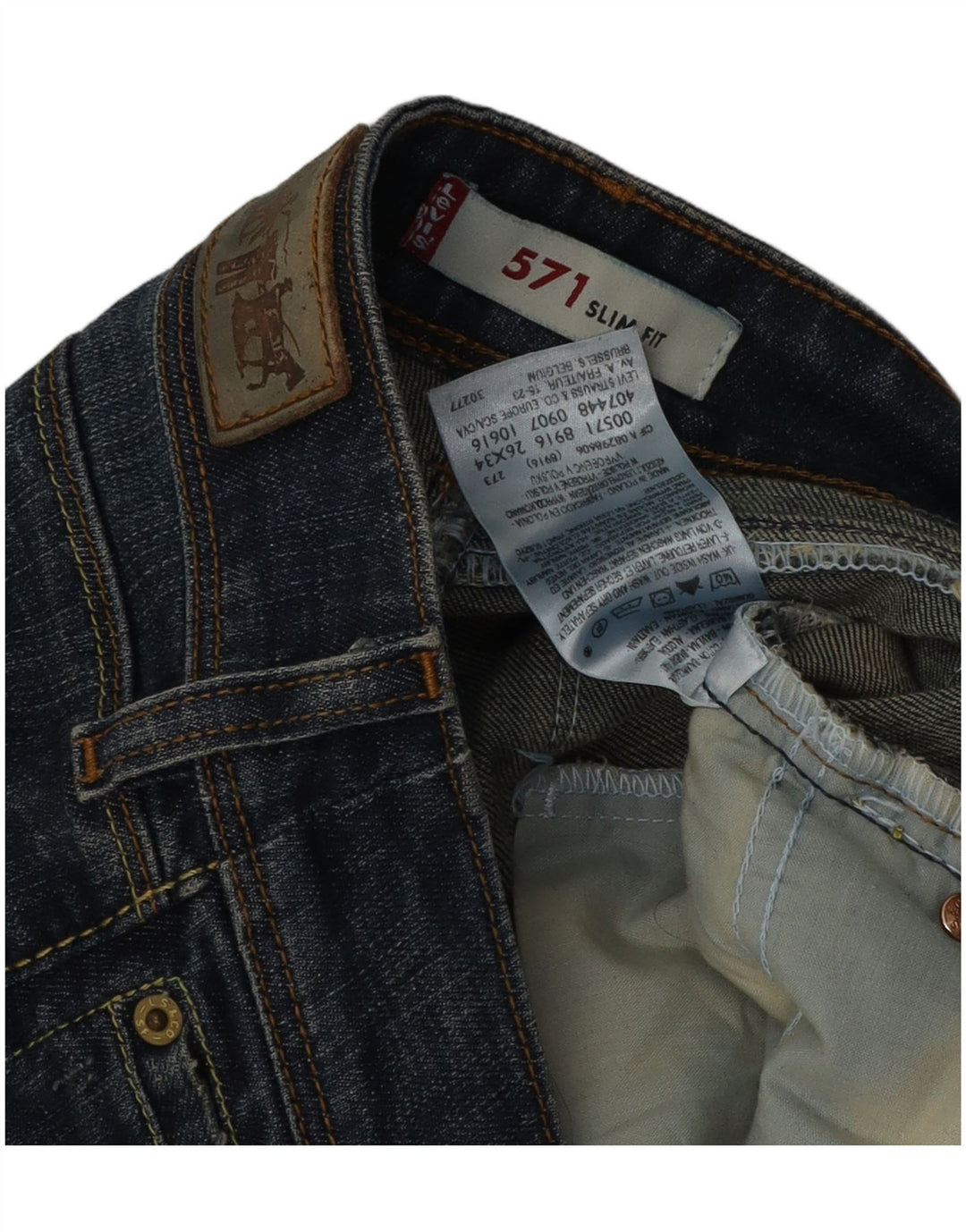 Levi's Jean Slim 571 Femme W26 L34 Bleu Marine Coton