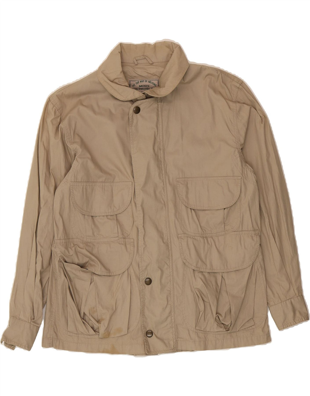 VINTAGE Mens Utility Jacket UK 38 Medium Beige Vintage Vintage and Second-Hand Vintage from Messina Hembry 