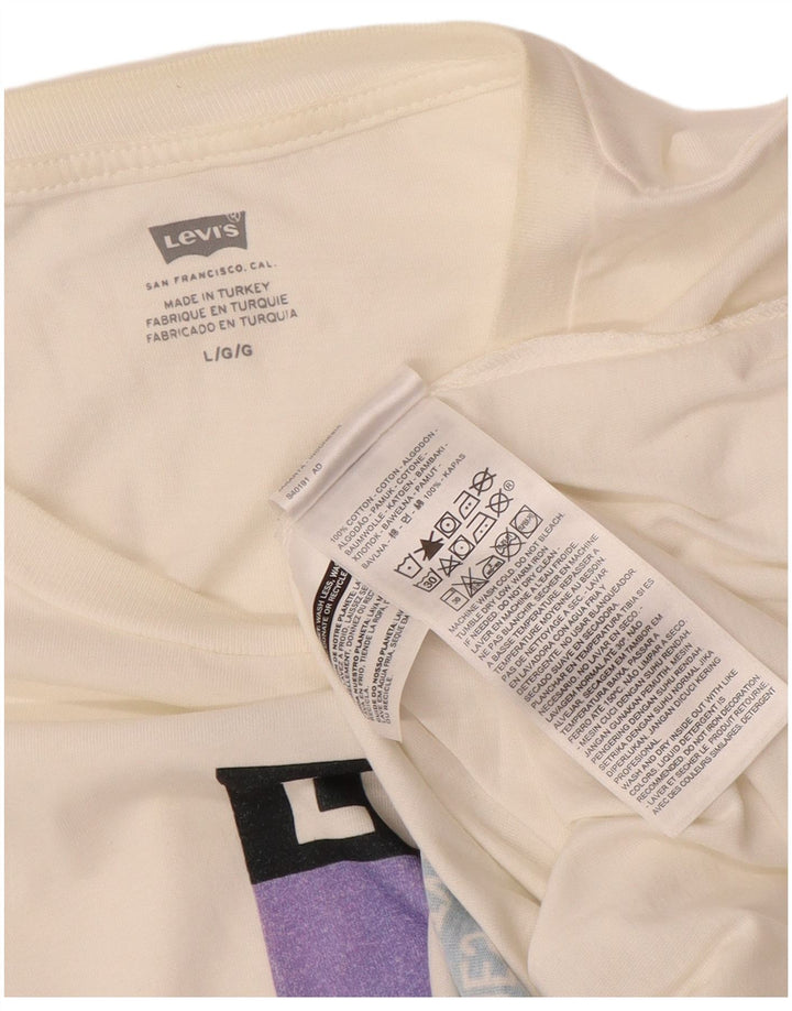 Levi's T-Shirt Graphique Haut Large Homme Blanc Cassé Coton
