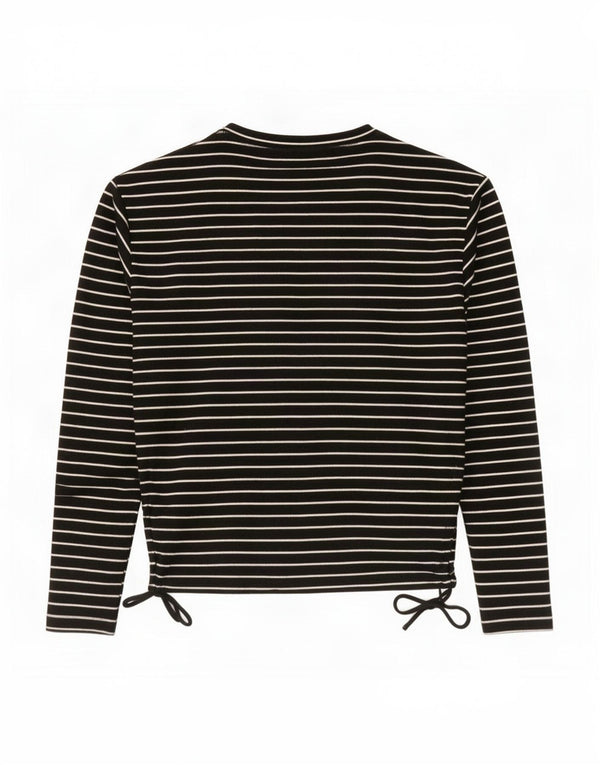 Zara Femme Top Manches Longues UK 44 Medium Noir Rayé Viscose