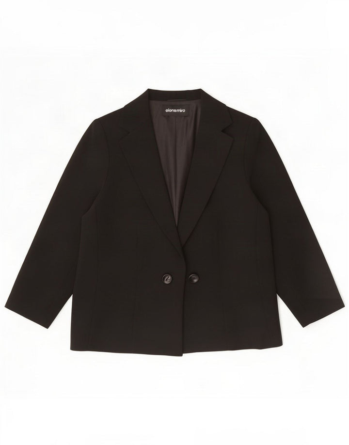 ELENA MIRO Veste blazer ouverte à manches 3/4 pour femme UK 12 Medium Black