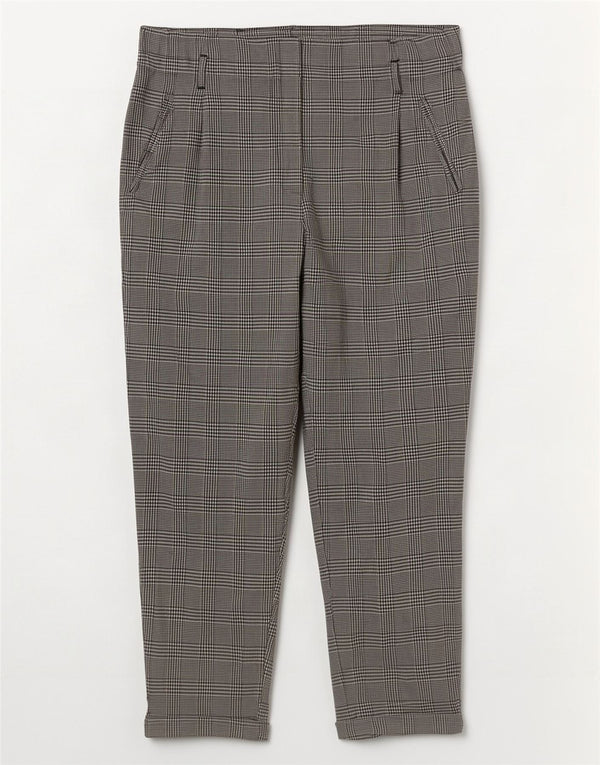 Pantalon court Trafaluc Femme Zara Large W30 L26 pied-de-poule gris