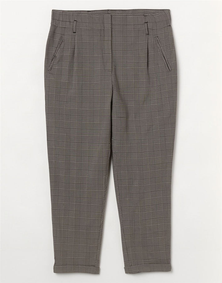 Pantalon court Trafaluc Femme Zara Large W30 L26 pied-de-poule gris