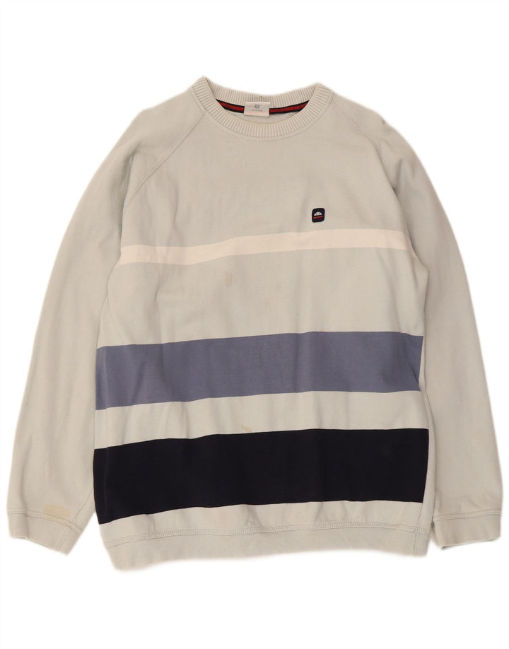 Ellesse Homme Sweatshirt Jumper Bleu Moyen Rayé Coton