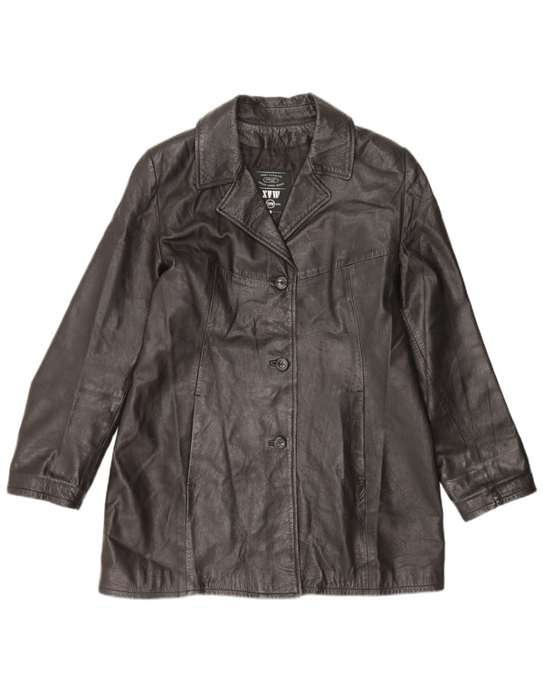 Veste en cuir femme vintage UK 18 XL Cuir Noir
