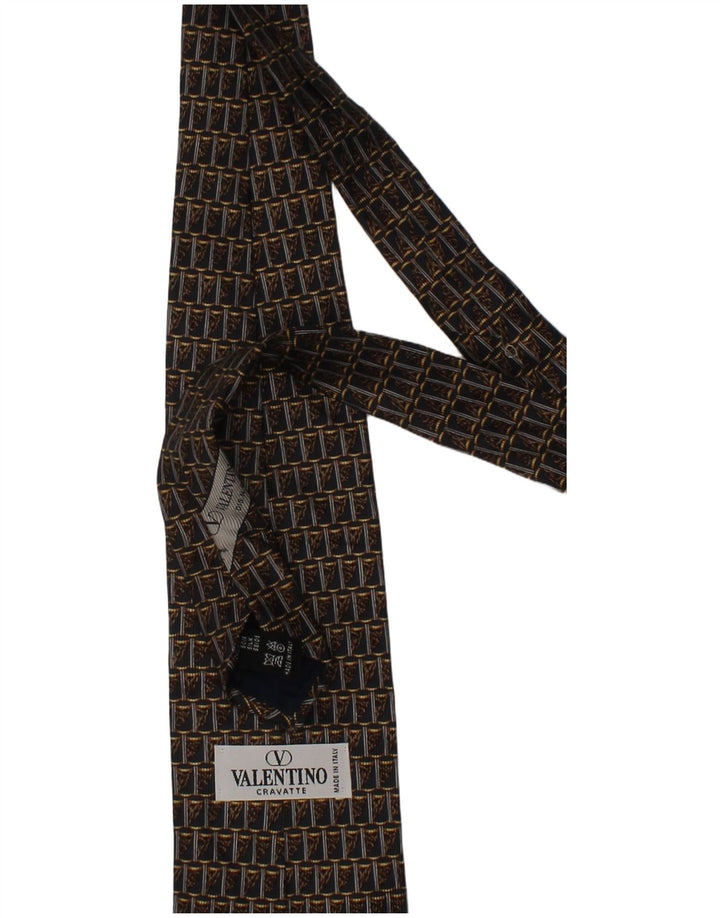 Valentino Cravate Cravate Homme Taille Unique Marron Géométrique Soie Designer