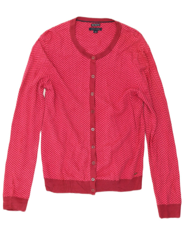 Tommy Hilfiger Cardigan pour femme en coton à chevrons rose moyen UK 14