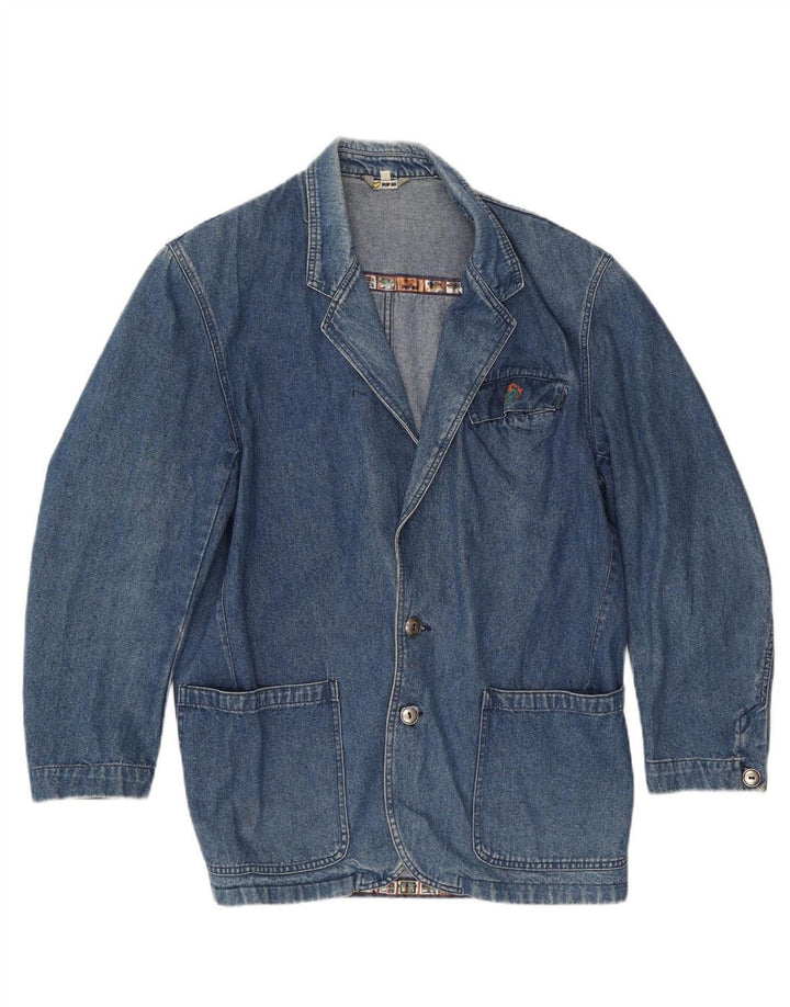 POP 84 Mens Denim 2 Button Blazer Jacket UK 40 Large Blue