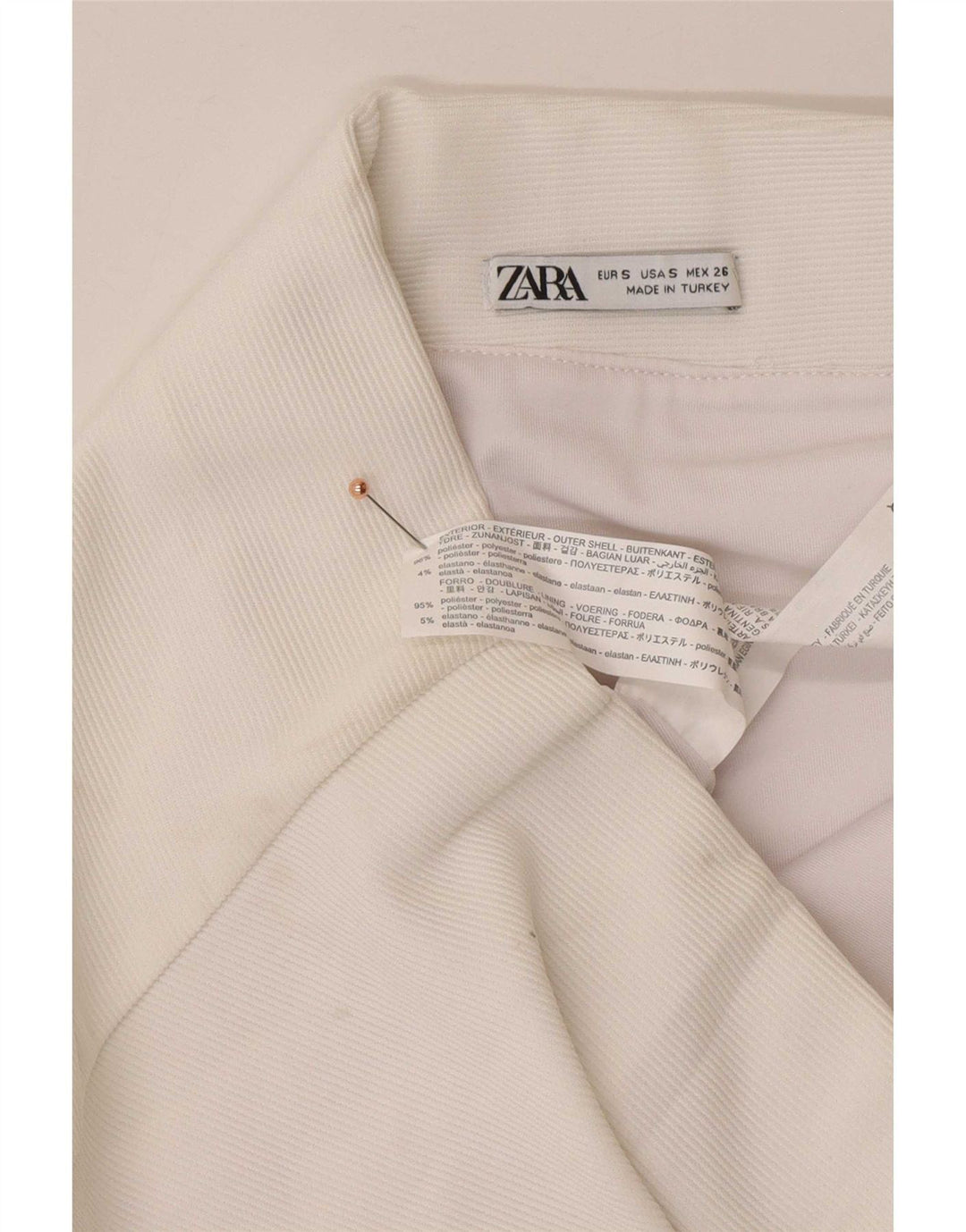 Zara Femme Mini Jupe Petit W26 Blanc Polyester