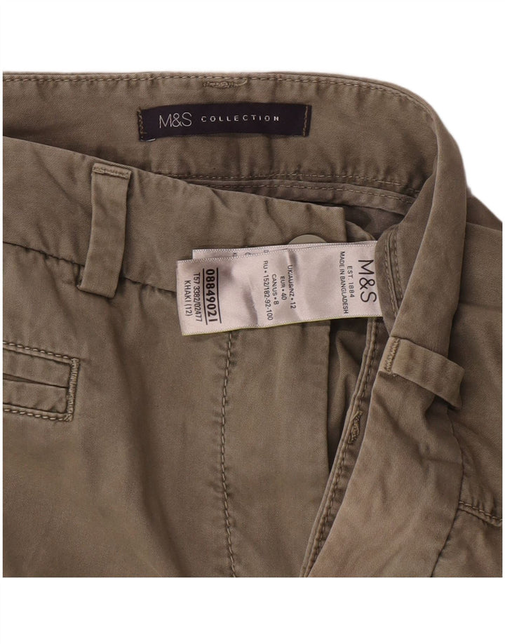 Marks & Spencer Short Chino Femme UK 12 Moyen W30 Coton Kaki