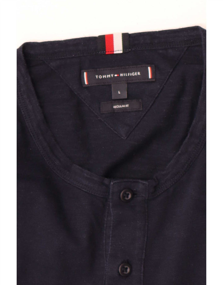 Tommy Hilfiger Haut coupe classique à manches longues pour homme Bleu marine Taille L